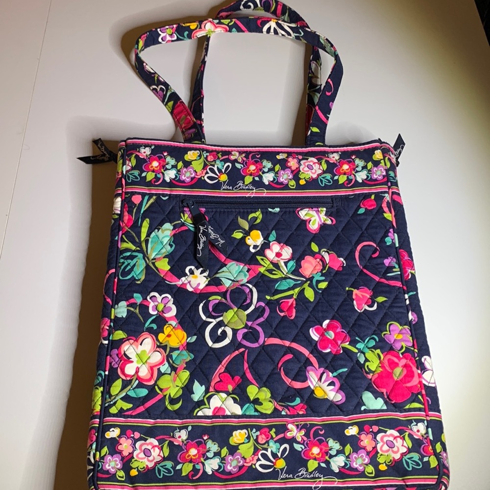 VERA BRADLEY Ribbons Checkpoint friendly laptop tote bag